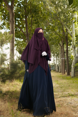 Purple Square Scarf With Half Niqab Set - Super Breathable - Quality