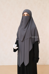 Grey Square Scarf With Half Niqab Set - Super Breathable