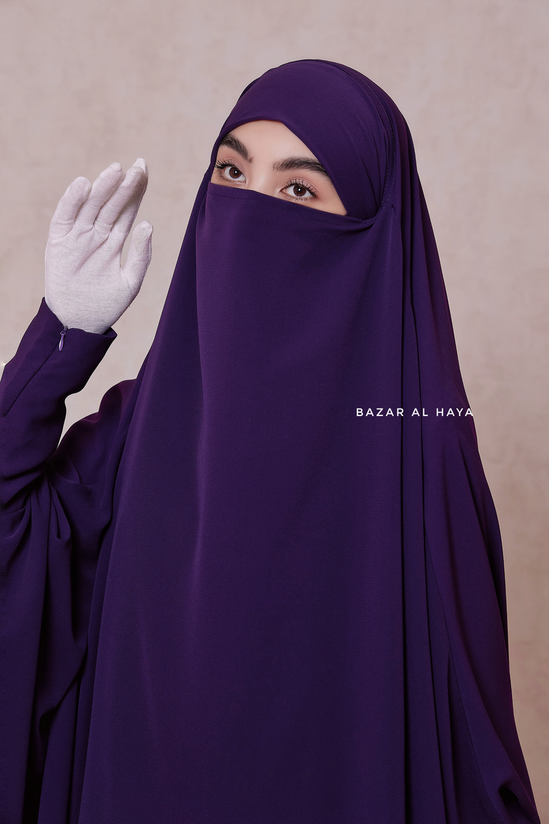 Purple Yasmin Two Piece Jilbab With Dress & Khimar - Loose Style & Light Soft Breathable