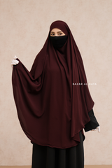 Marwad Maxi Round Diamond Khimar In Burgundy - Crepe, Cotton Extra Long