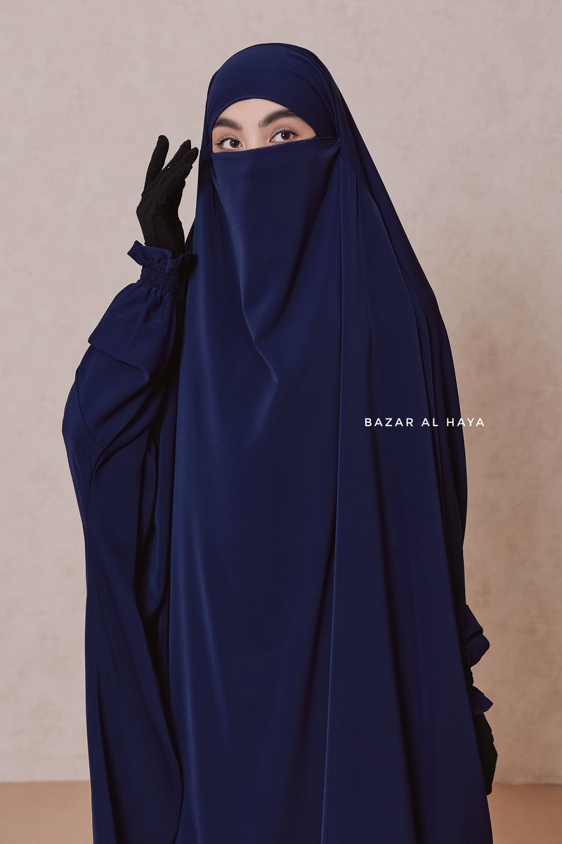 Dark Blue Hoor - Two Piece Jilbab With Skirt - Long & Loose