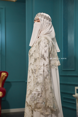 Bridal Gown Zahra Silk & Chiffon Abaya & Lace Cloak Set For Walima & Wedding & Nikkah