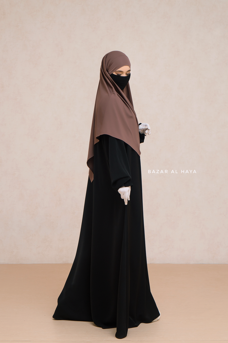 Eliza Coffee Diamond Khimar - Stretch Cotton - Medium