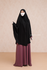 Marwad Maxi Round Diamond Khimar In Black - Crepe, Cotton Extra Long