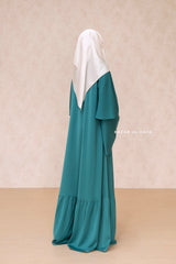 Bushra Dress - Jade Green Layered Ruffle Sleeve Abaya - Premium Sultansha
