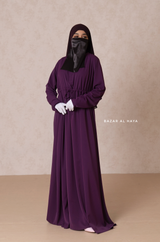 Purple Salam 3 Belted Abaya Dress - Front Zipper & Zipper Sleeves - Nida