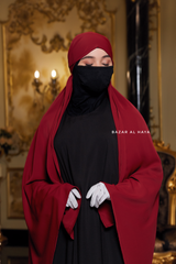 Tie Back Maroon Scarf & Khimar In Long Rectangle Shape - Style & More