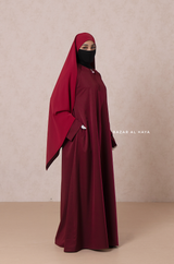 Maroon Madina Abaya - Soft Relaxed Fit - Mediumweight Silk Crepe