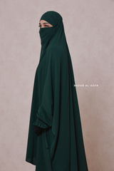 Emerald Jahida Two Piece Jilbab With Loose Pants Set - Skirt-Style Shalwar