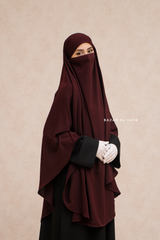 Marwad Maxi Round Diamond Khimar In Burgundy - Crepe, Cotton Extra Long