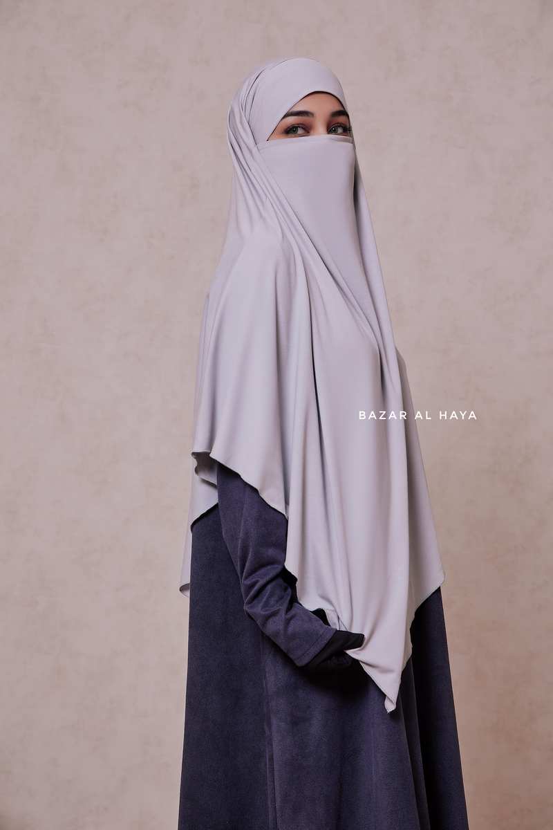 Silver Eliza Long Triangle Diamond Khimar - Soft Cotton