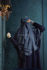 Spruce Blue Aiza Three Layered Diamond Khimar - Premium Stretch