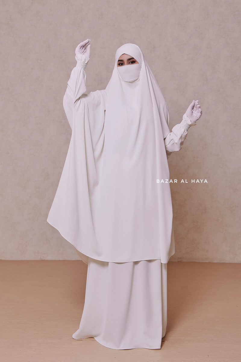 White Hoor - Two Piece Jilbab With Skirt- Long & Loose