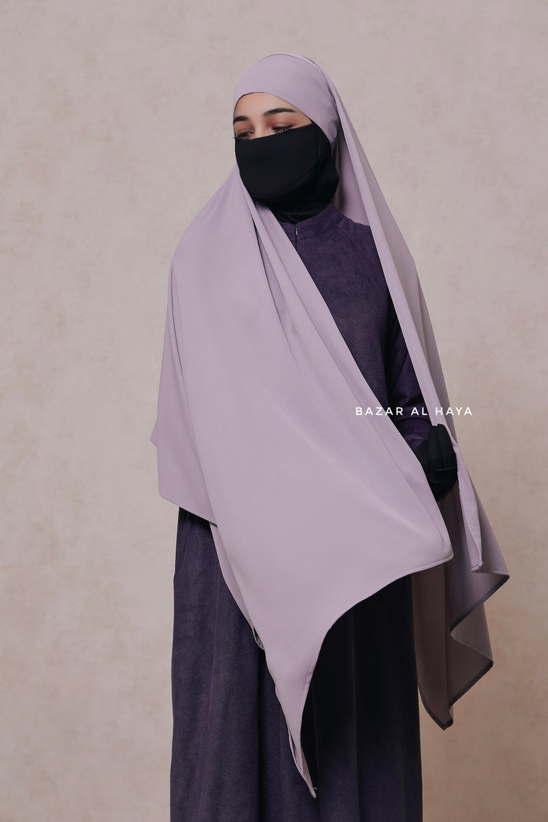 Silver Tie Back Scarf & Khimar - Long Rectangle Shape - Style & More