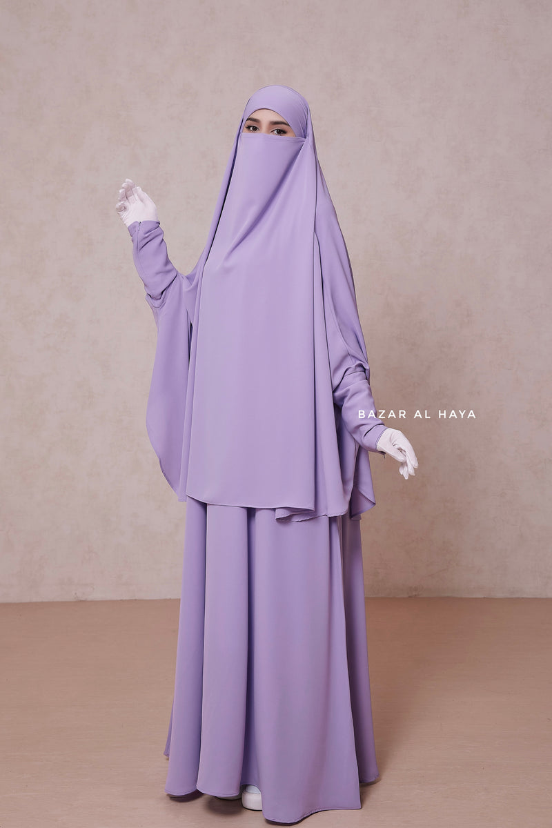 Lilac Yasmin Two Piece Jilbab With Dress & Khimar - Loose Style & Light Soft Breathable