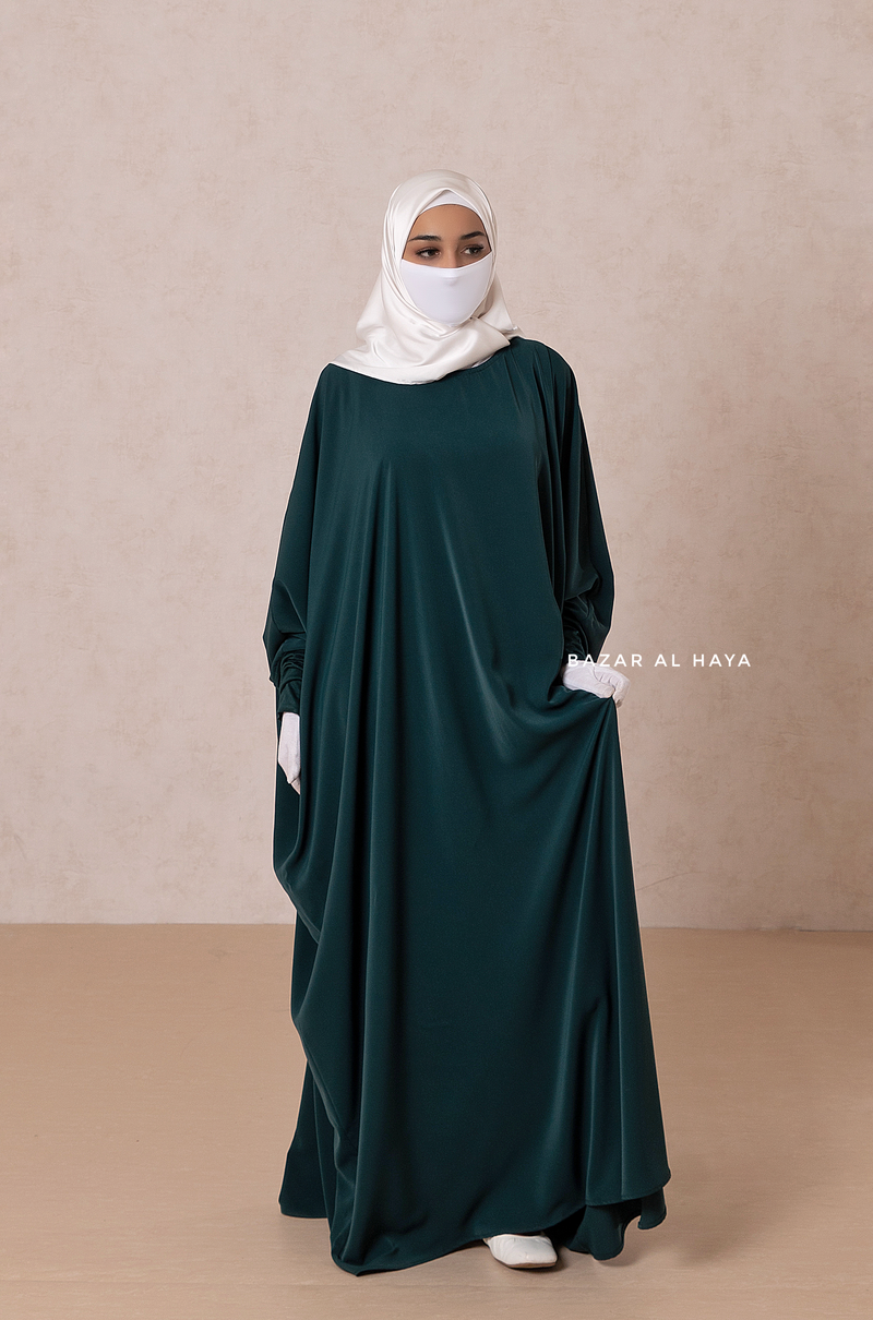 Emerald Faraasha Butterfly Wide Abaya - Silk Crepe