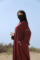 Maroon Madina Abaya - Soft Relaxed Fit - Mediumweight Silk Crepe