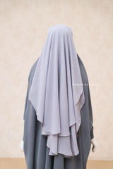 Silver Two Layer Flap Niqab - Premium Wool Chiffon - Medium