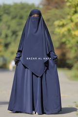 Dark Blue Salam Abaya & Mubarak Khimar Two Piece Set - Nidha