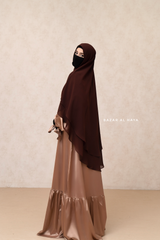 Brown Two Layered Snap Scarf, Khimar, Cape - Super Soft - 3 in 1