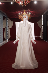 Bridal Rana Silk Gown Abaya & Lace Cloak Set For Walima & Wedding