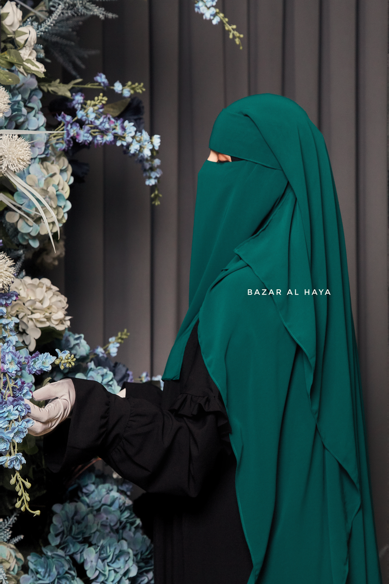 Two Layer Emerald Flap Niqab - Wide & Super Breathable Veil