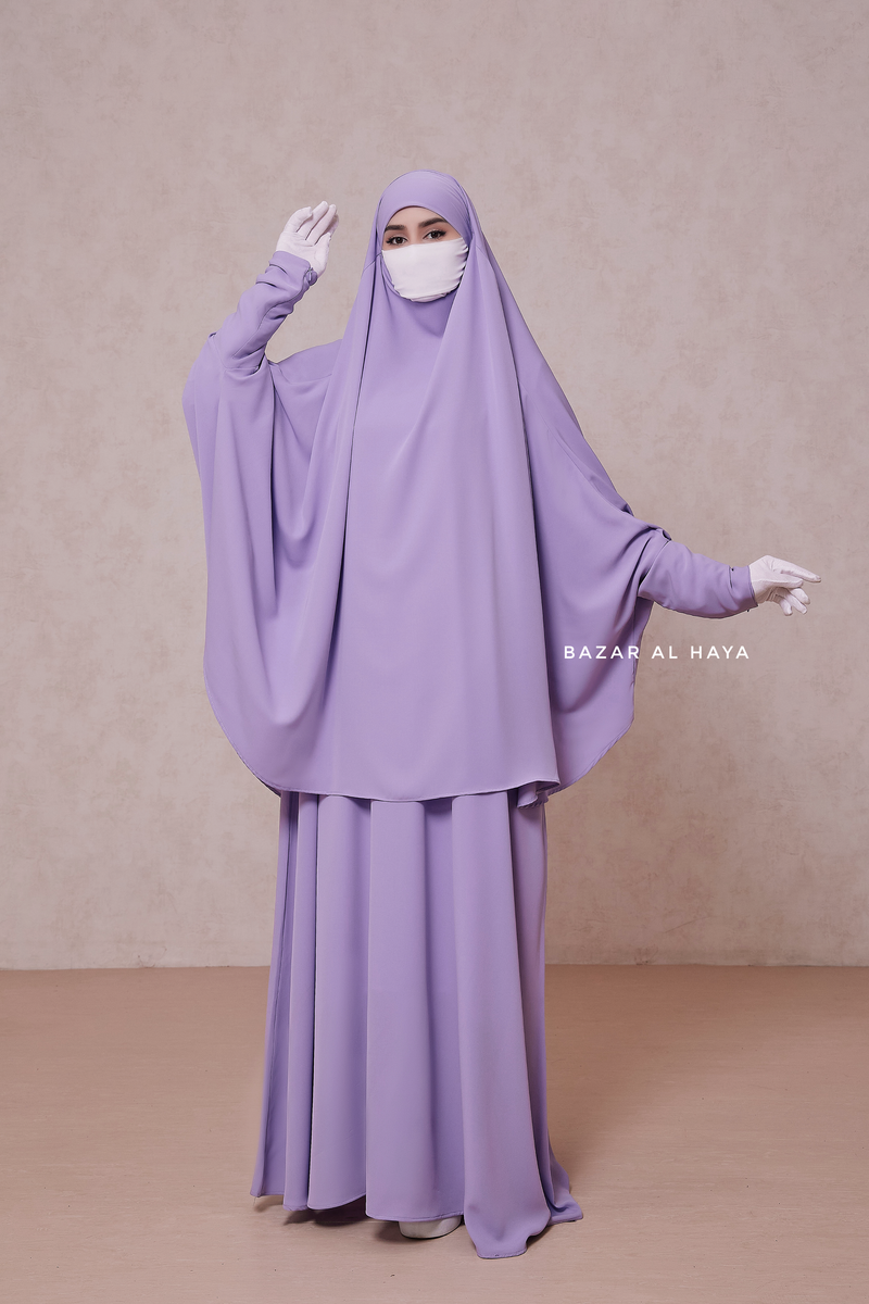 Lilac Yasmin Two Piece Jilbab With Dress & Khimar - Loose Style & Light Soft Breathable