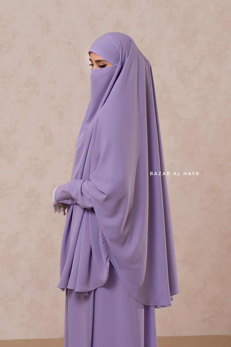 Yasmin Lilac Two Piece Jilbab With Dress & Khimar - Long & Loose Style, Light Soft Breathable Fabric