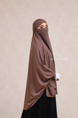 Coffee Cotton Abida Khimar With Sleeves - Soft Cotton