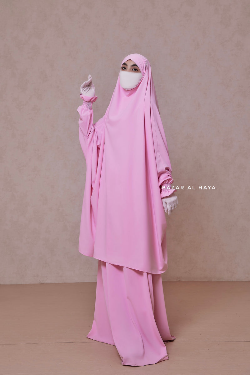 Baby Pink Hoor - Two Piece Jilbab With Skirt- Long & Loose