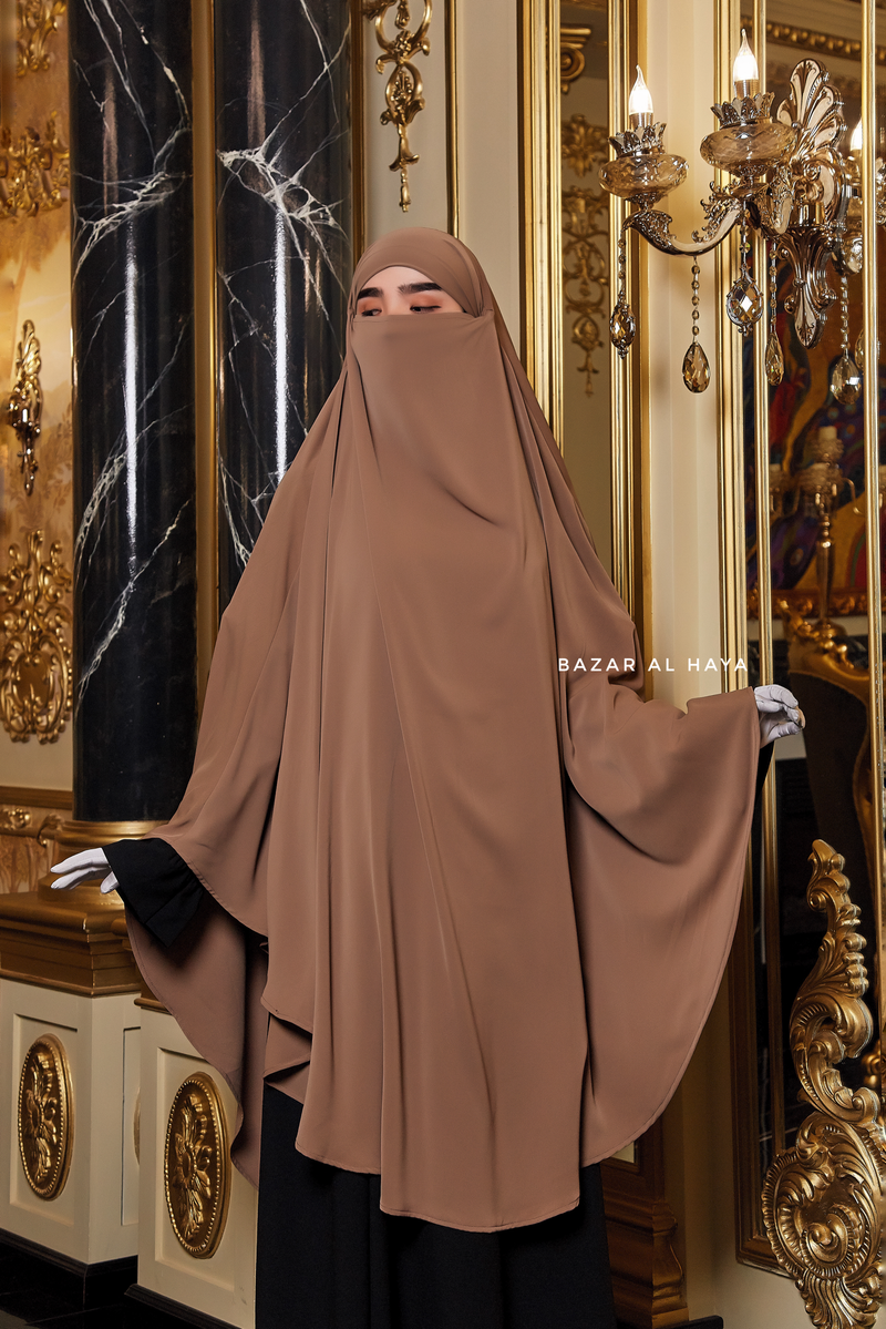 Munawwar Almond Extra Long Triangle Diamond Khimar - Soft Nida