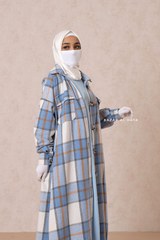 Blue Zada Plaid Shirt Dress In Cotton & Cashmere - Spring/Fall Outfit