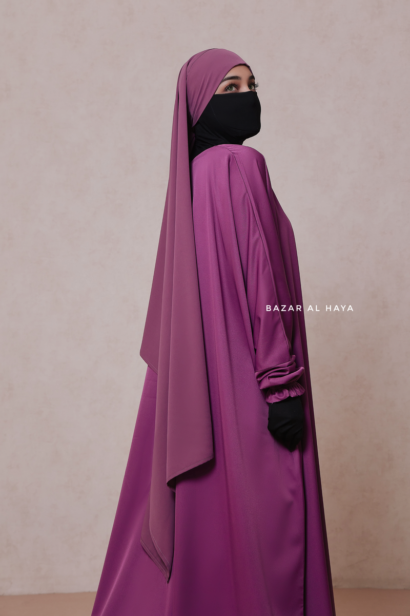 Mauve Tie Back Scarf & Khimar - Long Rectangle Shape - Style & More