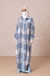 Blue Zada Plaid Shirt Dress In Cotton & Cashmere - Spring/Fall Outfit