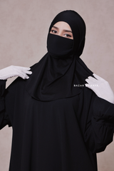 Black Neck Cover Underscarf In Cotton - Soft Undercap Bonnet