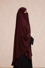 Marwad Maxi Round Diamond Khimar In Burgundy - Crepe, Cotton Extra Long