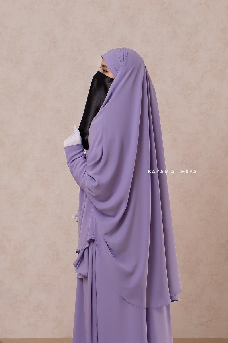 Yasmin Lilac Two Piece Jilbab With Dress & Khimar - Long & Loose Style, Light Soft Breathable Fabric