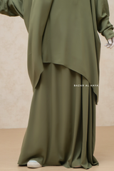 Olive Nilufar Two Piece Top & Skirt Set 100% Cotton - Loose Fit & Side Pockets