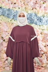 Grape Mubina Tiered Abaya Dress - Loose & Wide In Nida