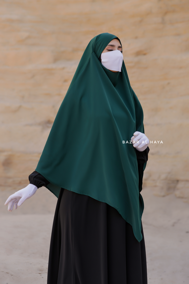 Mubarak Emerald Long Triangle Diamond Khimar - Nidha Extra Long