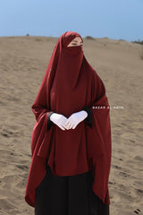 Safiyya Maroon Sleeveless Khimar - Soft Crepe Extra Long & Wide