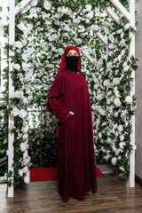 Madina Maroon Abaya - Soft Relaxed Fit - Mediumweight Silk Crepe