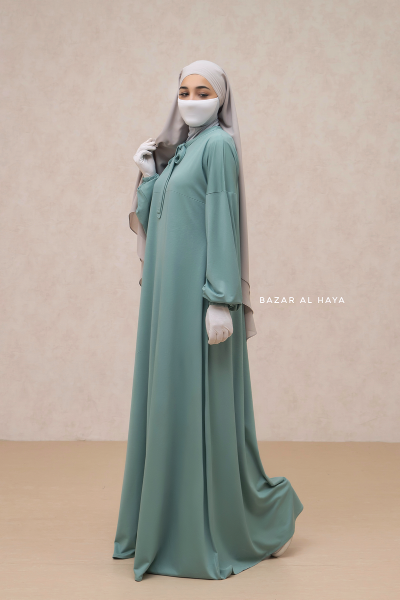 Eliza Mint Cotton Super Soft & Breathable Abaya Dress - Cozy