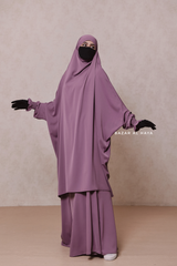 Hoor Dusty Rose - Two Piece Jilbab With Skirt- Long & Loose