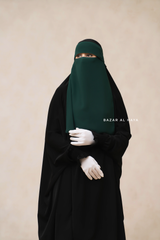 Emerald Green Flap Single Niqab - Super Breathable Veil - Large