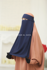 Dark Blue Flap Single Niqab - Super Breathable Veil - Large