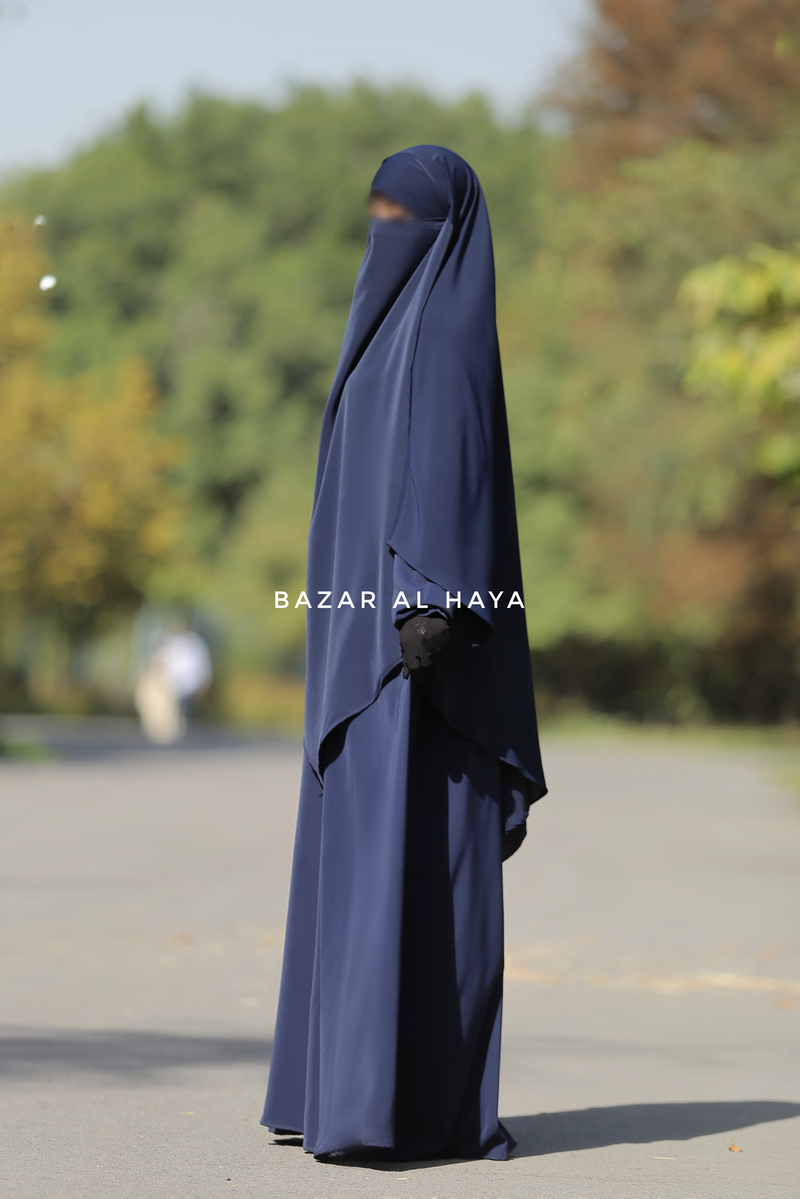 Dark Blue Salam Abaya & Mubarak Khimar Two Piece Set - Nidha