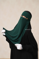 Emerald Green Flap Single Niqab - Super Breathable Veil - Large