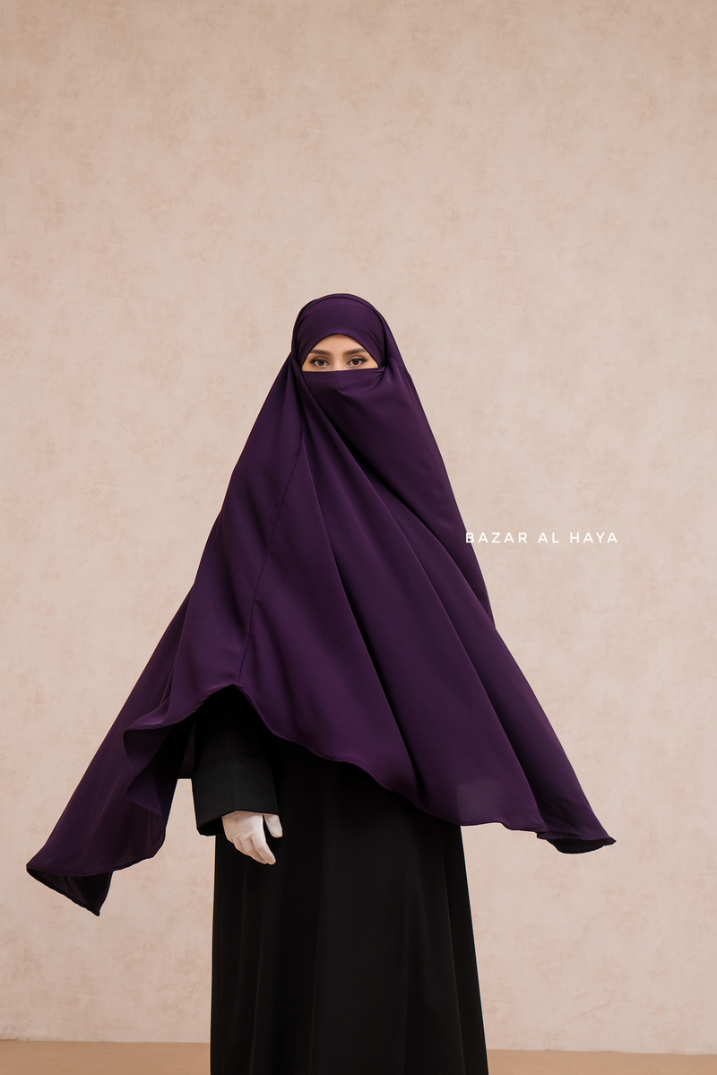 Marwad Maxi Round Diamond Khimar In Purple - Crepe, Cotton Extra Long