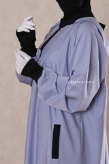 Kalina Lilac Hooded Abaya Dress With Pockets - Soft Crepe Cotton